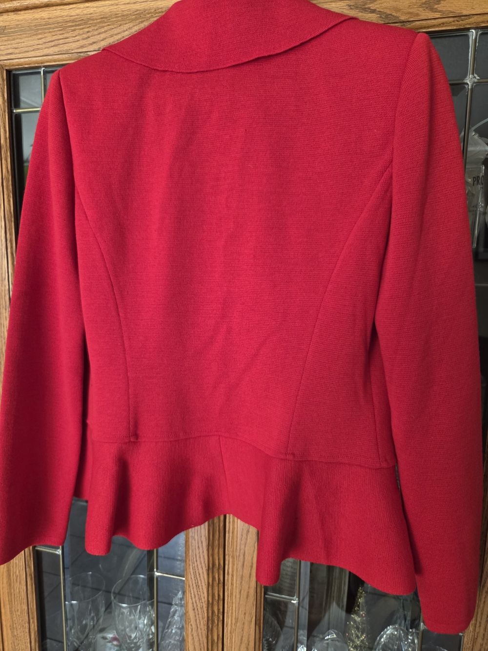 St. John Red Ruffle-Front Jacket - Picture 13 of 15